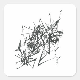 Adesivo Quadrado 7 Arte de Tatuagem Tribal Abstrata Preto e Branco