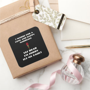 Adesivo Quadrado 7 palavras para um Casamento longo e feliz