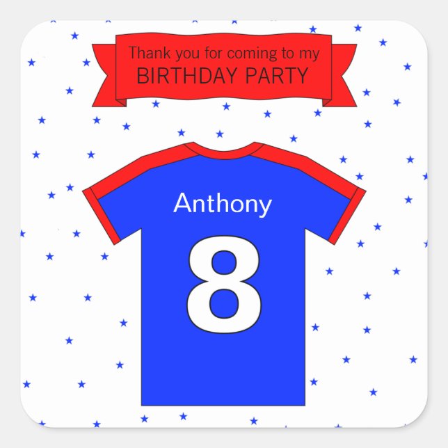 Adesivo Quadrado 8ª festa de aniversário Nome e texto personalizado (Frente)