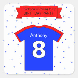 Adesivo Quadrado 8ª festa de aniversário Nome e texto personalizado