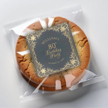 80º Aniversário Vintage Azul Dourado Roscas Elegan