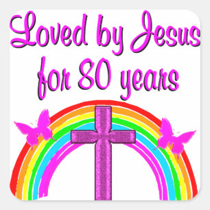 ADESIVO QUADRADO 80 CHRISTIAN BIRTHDAY RAINBOW DESIGN