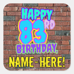 Adesivo Quadrado 83º aniversário - Grafite urbano inspirado, dive