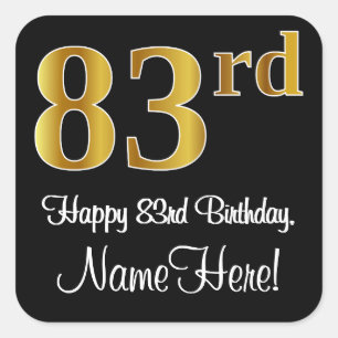 Adesivo Quadrado 83º aniversário - Olhar Dourado elegante e luxuo
