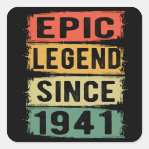 Adesivo Quadrado 84 Anos De Idade Dia 1941 Legenda Epic 84. º Anive
