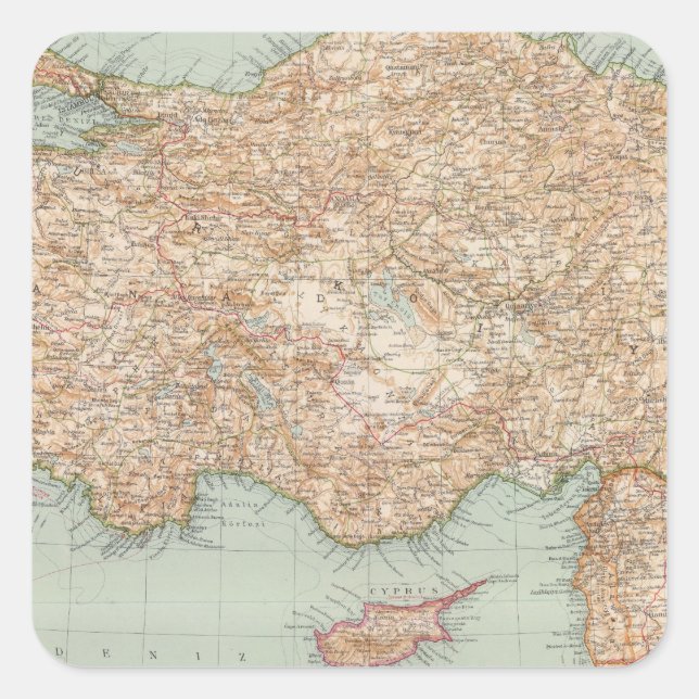 Adesivo Quadrado 8889 Turquia, Síria, Palestina (Frente)