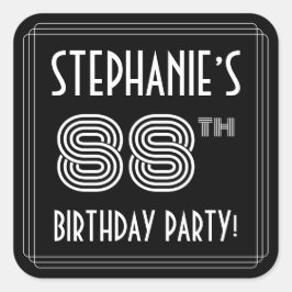 Adesivo Quadrado 88.a Festa de aniversário: Estilo e nome personali