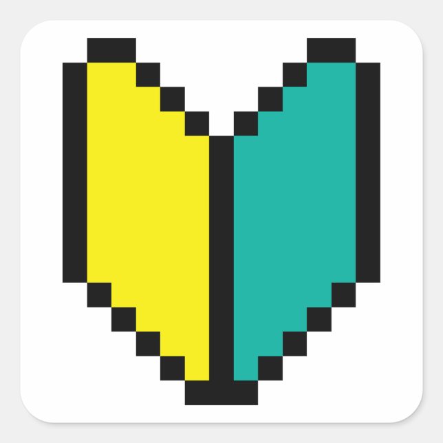 Adesivo Quadrado 8 Bits Pixel Wakaba / Shoshinsha Mark (Frente)