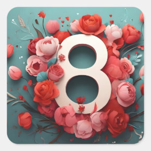 Adesivo Quadrado 8 de design de março