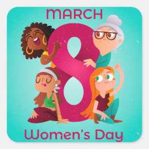 Adesivo Quadrado 8 March - Women's Day