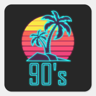 Adesivo Quadrado 90s Vintage 1990 Retro 90s Figurino 90s