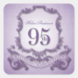 Adesivo Quadrado 95.º Aniversário Celebração Personalizada