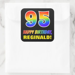 Adesivo Quadrado 95.o aniversário: Negrito, Divertido, Simples, Ar