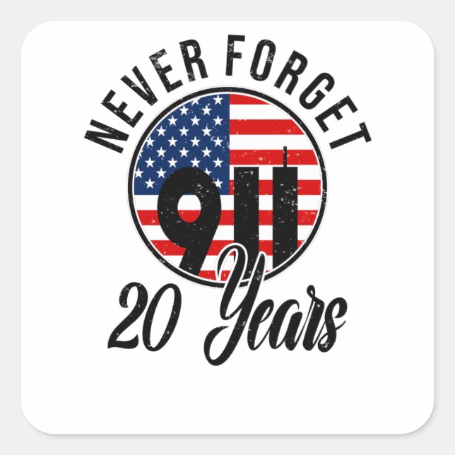 Adesivo Quadrado 9 11 Bandeira do Dia Patriota EUA 11 de setembro (Frente)