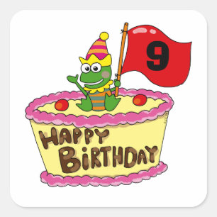 Adesivo Quadrado 9o feliz aniversario