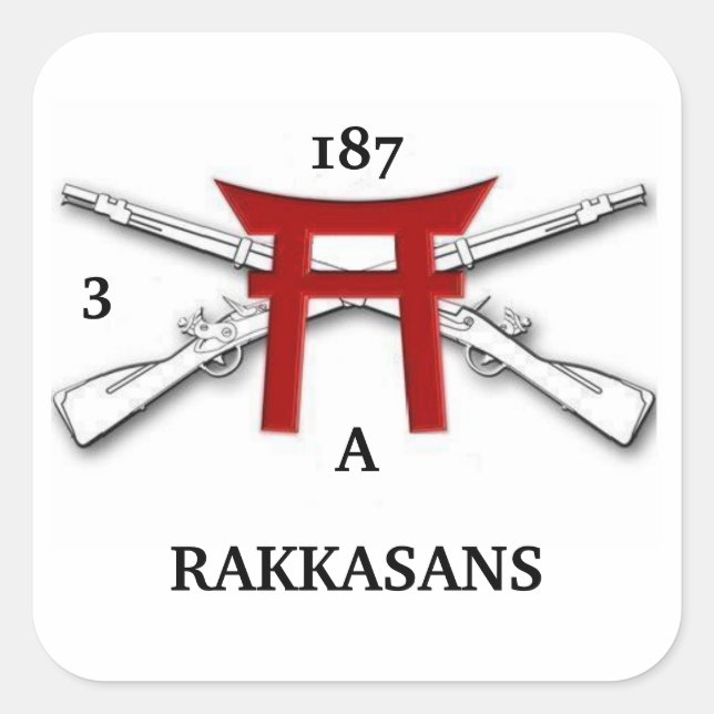 Adesivo Quadrado A 3/187th Infantry RAKASANS Stickers (Frente)