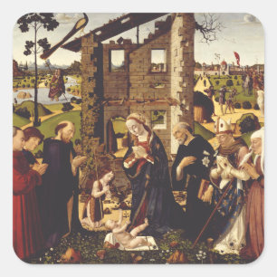 Adesivo Quadrado A Adoração por Biagio d'Antonio Arte Medieval