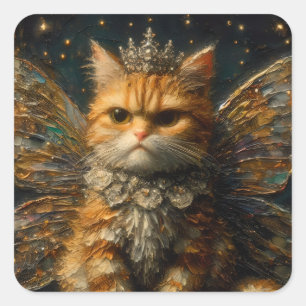 Adesivo Quadrado A adorável fada gata laranja irritadinha