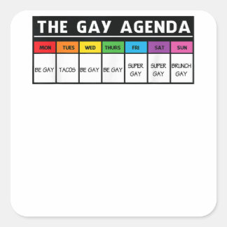 Adesivo Quadrado A Agenda de Gay - Orgulho LGBT