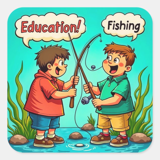 Adesivo Quadrado A alegria da educação e da amizade (Frente)