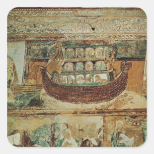 Adesivo Quadrado A arca durante a inundação, c.1100 de Noah