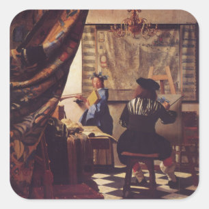 Adesivo Quadrado A arte da pintura por Johannes Vermeer