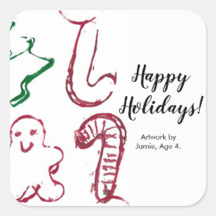 Adesivo Quadrado "A Arte de Sua Criança Vai para cá", Natal Persona