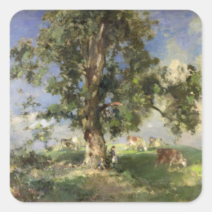 Adesivo Quadrado A árvore de cinza velha (óleo em canvas)