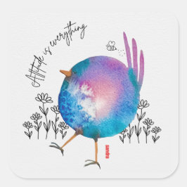 Adesivo Quadrado A ATITUDE É TUDO Pássaro d'água