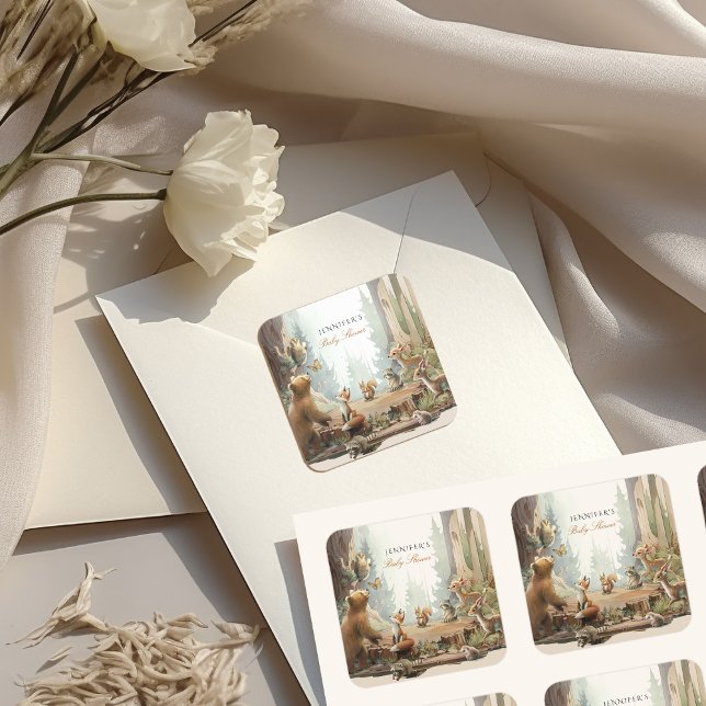 Adesivo Quadrado A Aventura Aguarda O Chá de fraldas Da Madeira (Criador carregado)