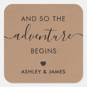 Adesivo Quadrado A Aventura Começa, Boas-Vindas De Casamento,