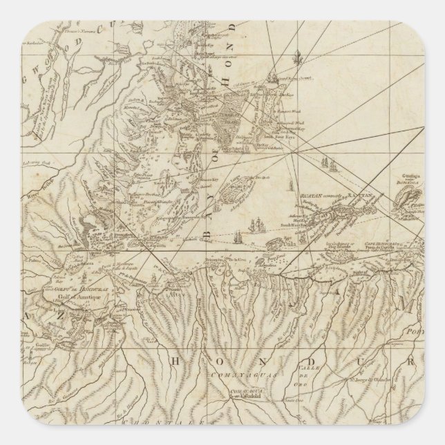 Adesivo Quadrado A Baía de Honduras (Frente)