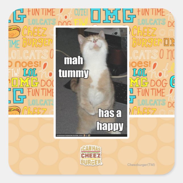 Adesivo Quadrado A barriga da mamãe está feliz (Frente)