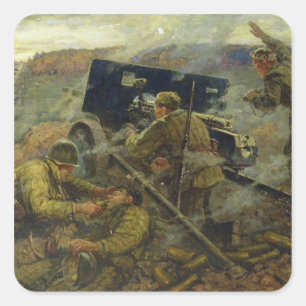 Adesivo Quadrado A batalha de Yelnya perto de Moscovo em 1941