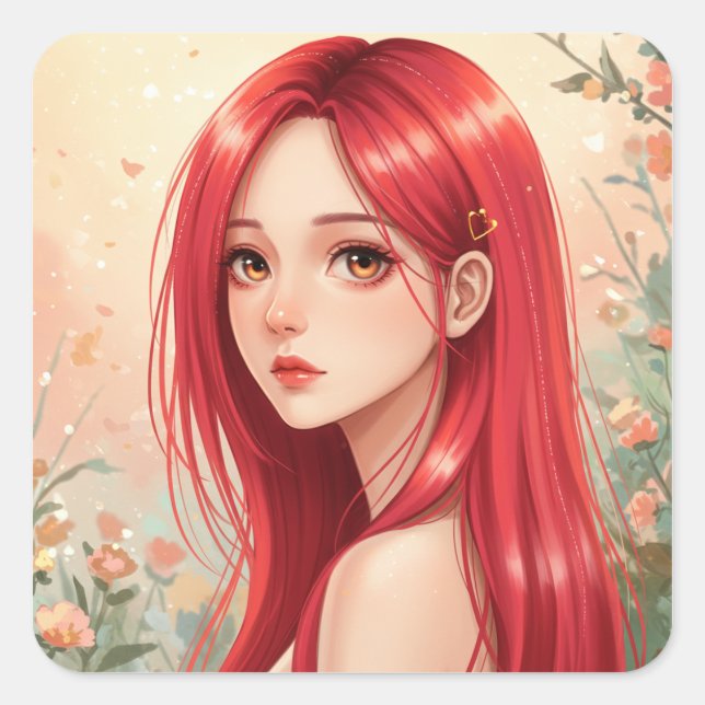 Adesivo Quadrado A beautiful girl exuding grace in nature (Frente)