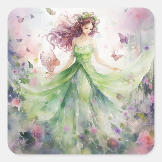 Adesivo Quadrado A Beautiful Spring Fairy (Frente)