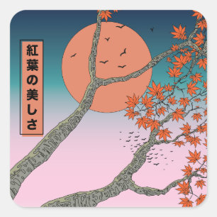 Adesivo Quadrado A beleza das folhas de bordo