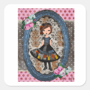 Adesivo Quadrado A Boneca de Papel Violeta: Uma História de Ameixa 