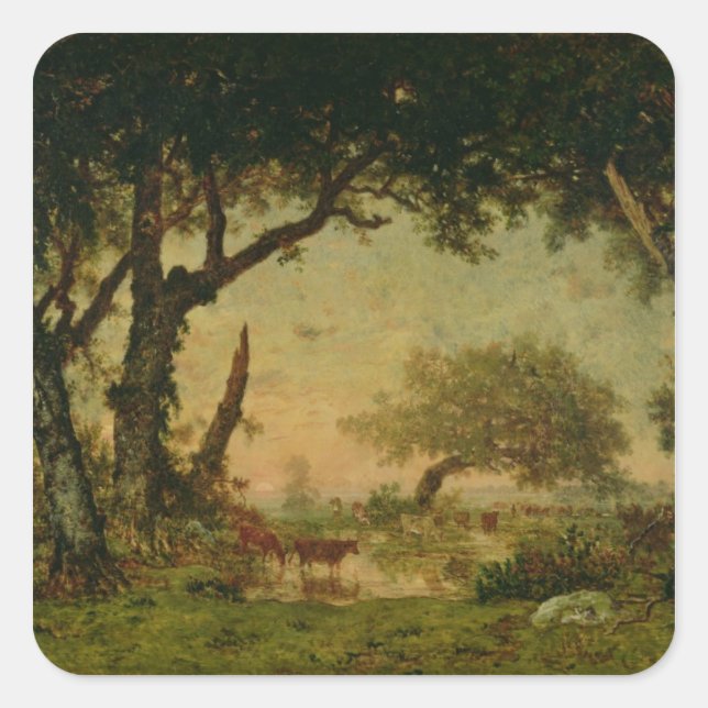 Adesivo Quadrado A borda da floresta em Fontainebleau (Frente)