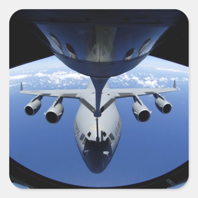 Adesivo Quadrado A C-17 Globemaster III recebe combustível (Frente)