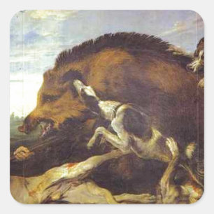 Adesivo Quadrado A caça do javali por Frans Snyders