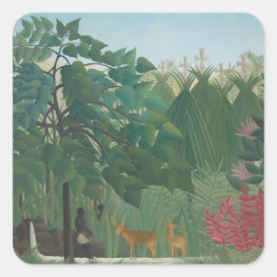 Adesivo Quadrado A Cachoeira de Henri Rousseau, Arte Fina Antiga