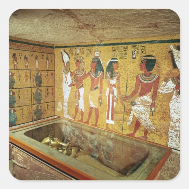 Adesivo Quadrado A câmara de enterro no túmulo de Tutankhamun (Frente)