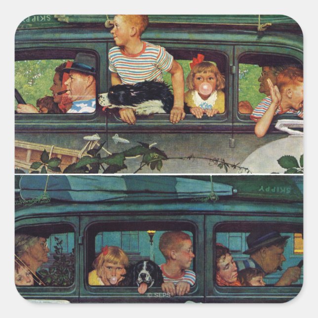 Adesivo Quadrado A caminho de Norman Rockwell (Frente)