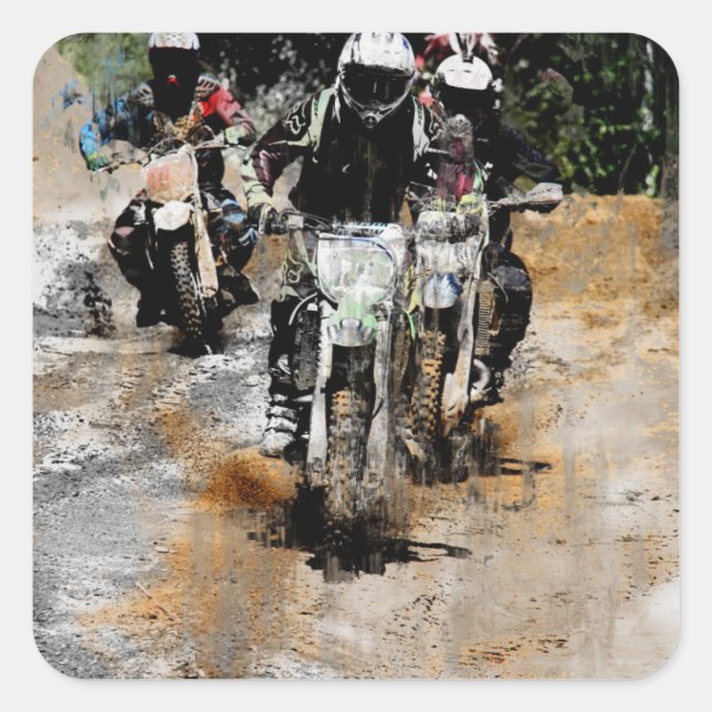 Adesivo Quadrado A caminho! - Motocross Racer (Frente)