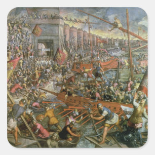 Adesivo Quadrado A captação de Constantinople em 1204 (óleo no c