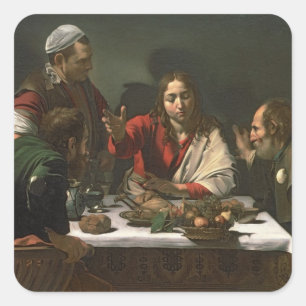 Adesivo Quadrado A ceia em Emmaus, 1601 (óleo e tempera)
