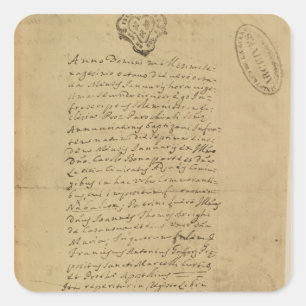 Adesivo Quadrado A certidão de nascimento de Napoleon, 1769