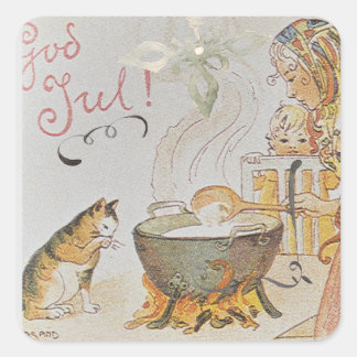 Adesivo Quadrado A charming Scandinavian winter scene Tack Kort