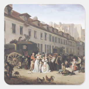 Adesivo Quadrado A chegada de um Stagecoach no término